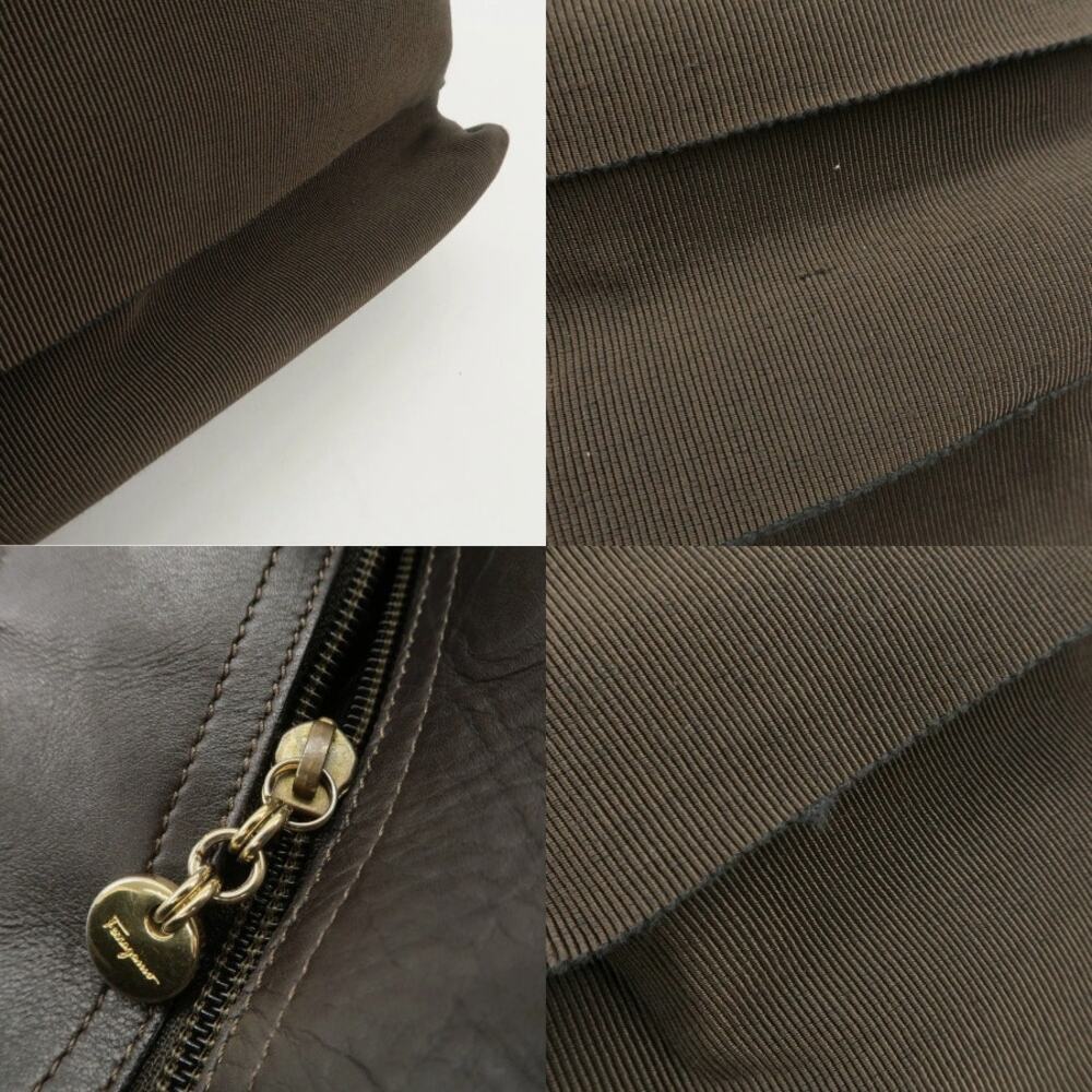 💎✨Beautiful✨💎Authentic Ferragamo Vara Logo Canvas Tote Bag Shoulder Bag Brown - Picture 7 of 15